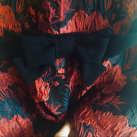 Red Poppy jacquard floral Dillard’s dress Sz 12 14 - Picture 3 of 4